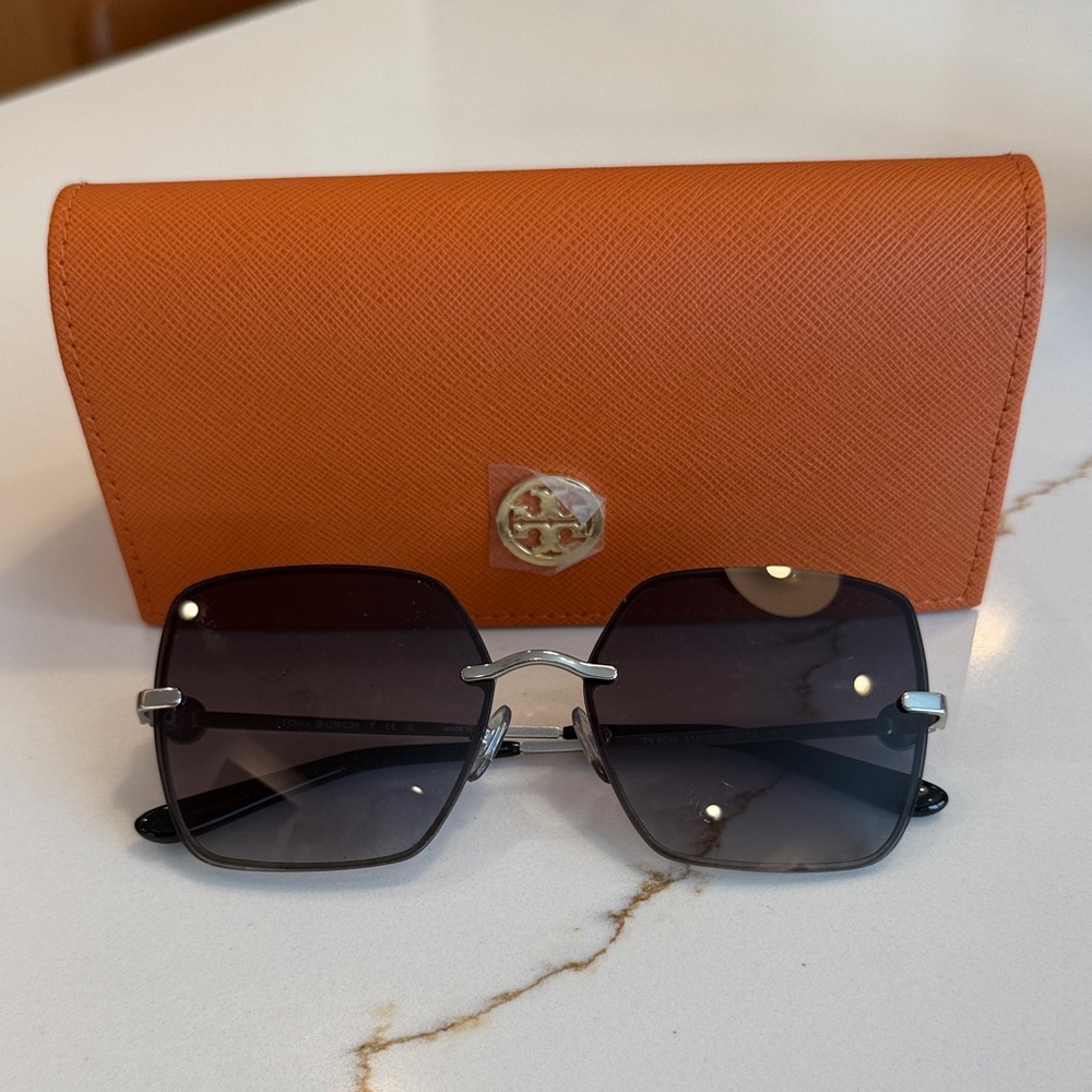 Tory Burch Black Sunglasses with Orange Case